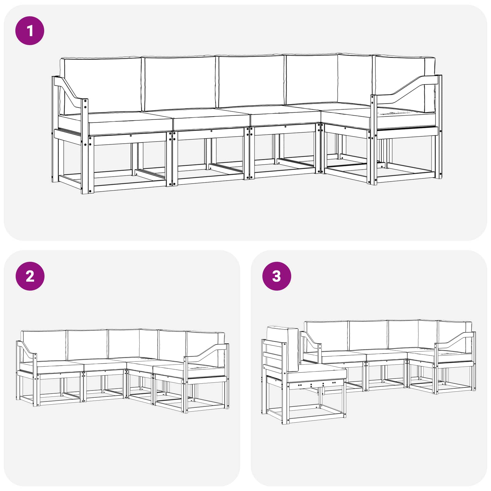 Set vanjskih sofa s jastukom 5 pcs Prirodna i bež