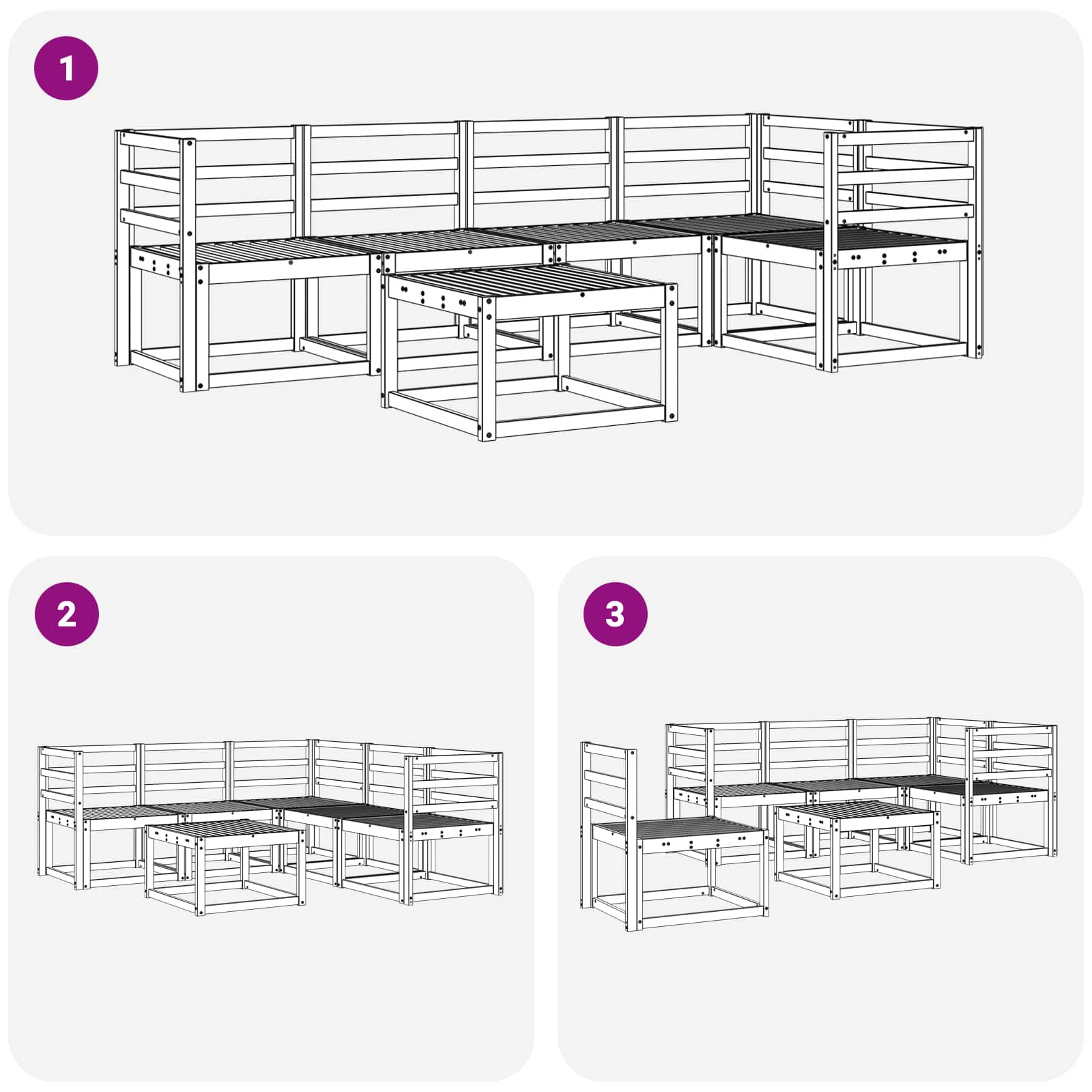 Set vanjskih sofa 6 pcs Prirodna Čvrsto drvo akacije