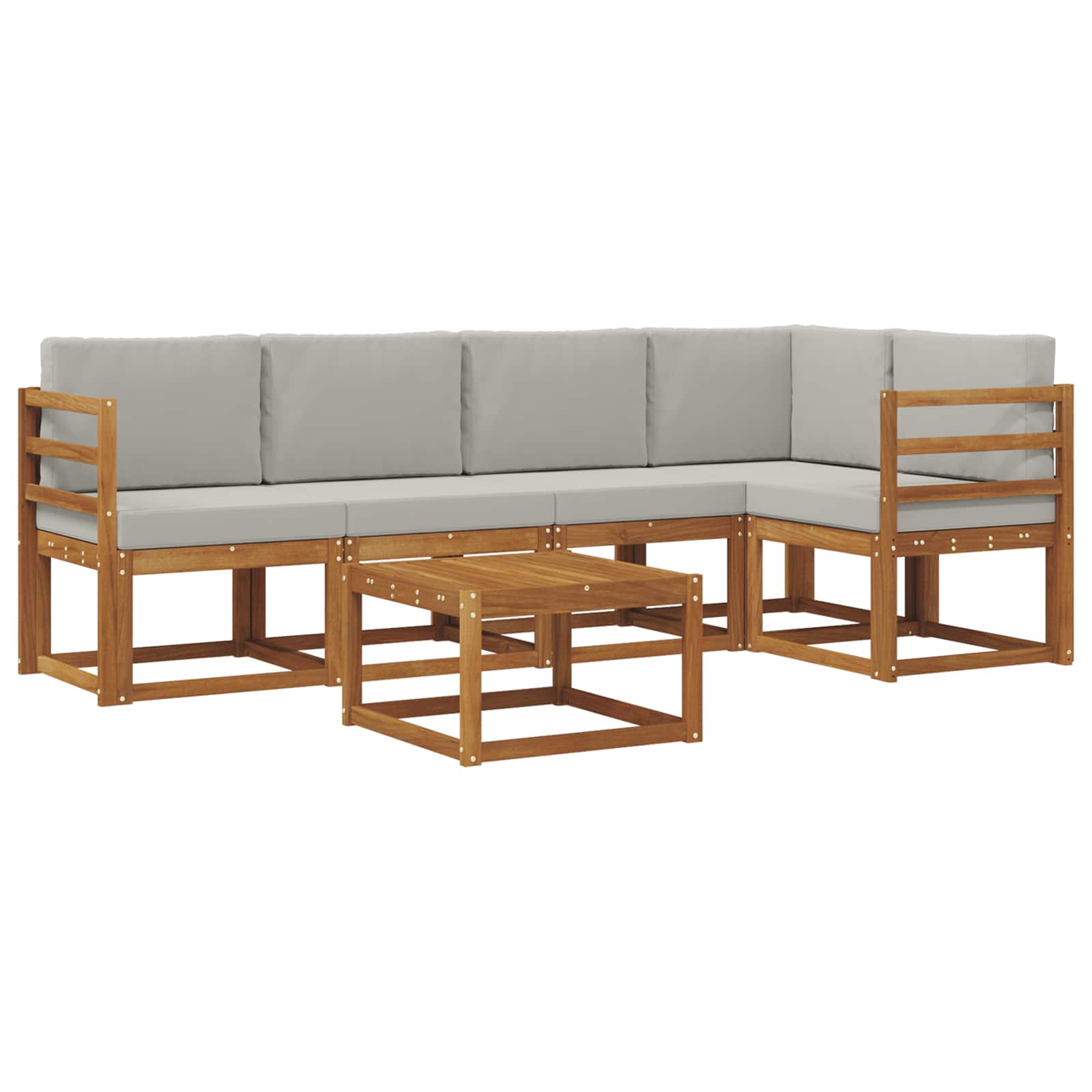 Set vanjskih sofa s jastukom 6 pcs Prirodna i svijetlo siva