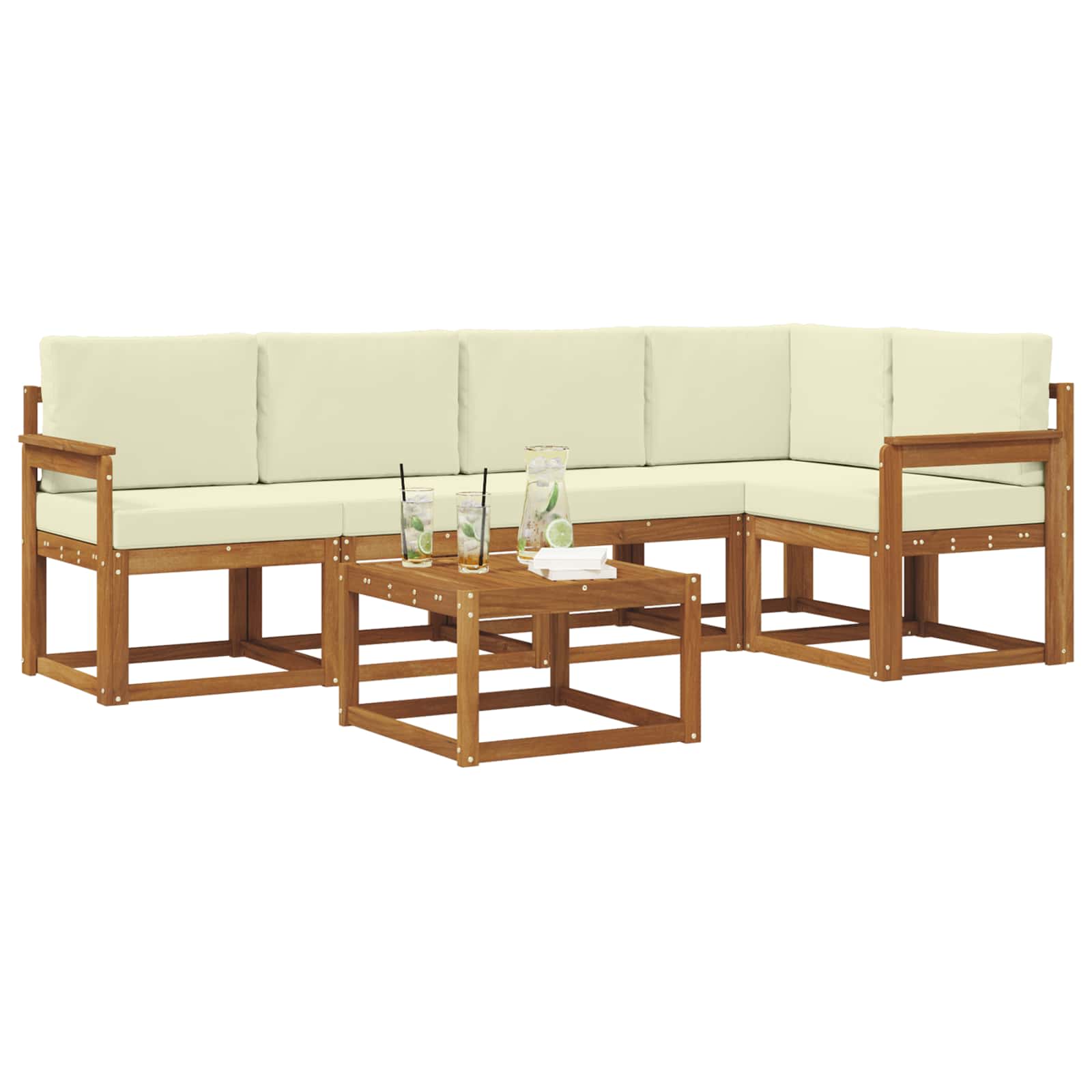 Set vanjskih sofa s jastukom 6 pcs Prirodna i krem