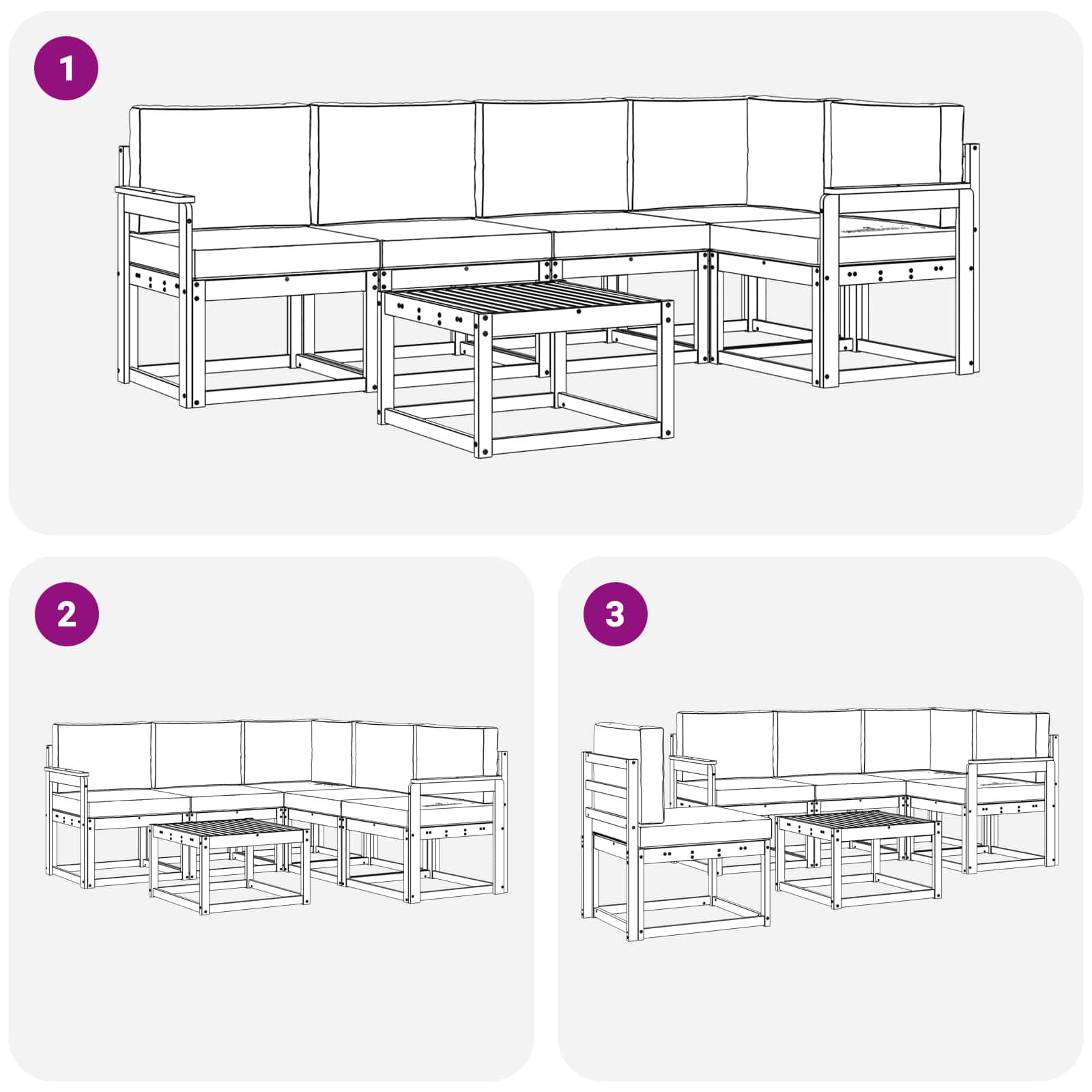 Set vanjskih sofa s jastukom 6 pcs Prirodna i krem
