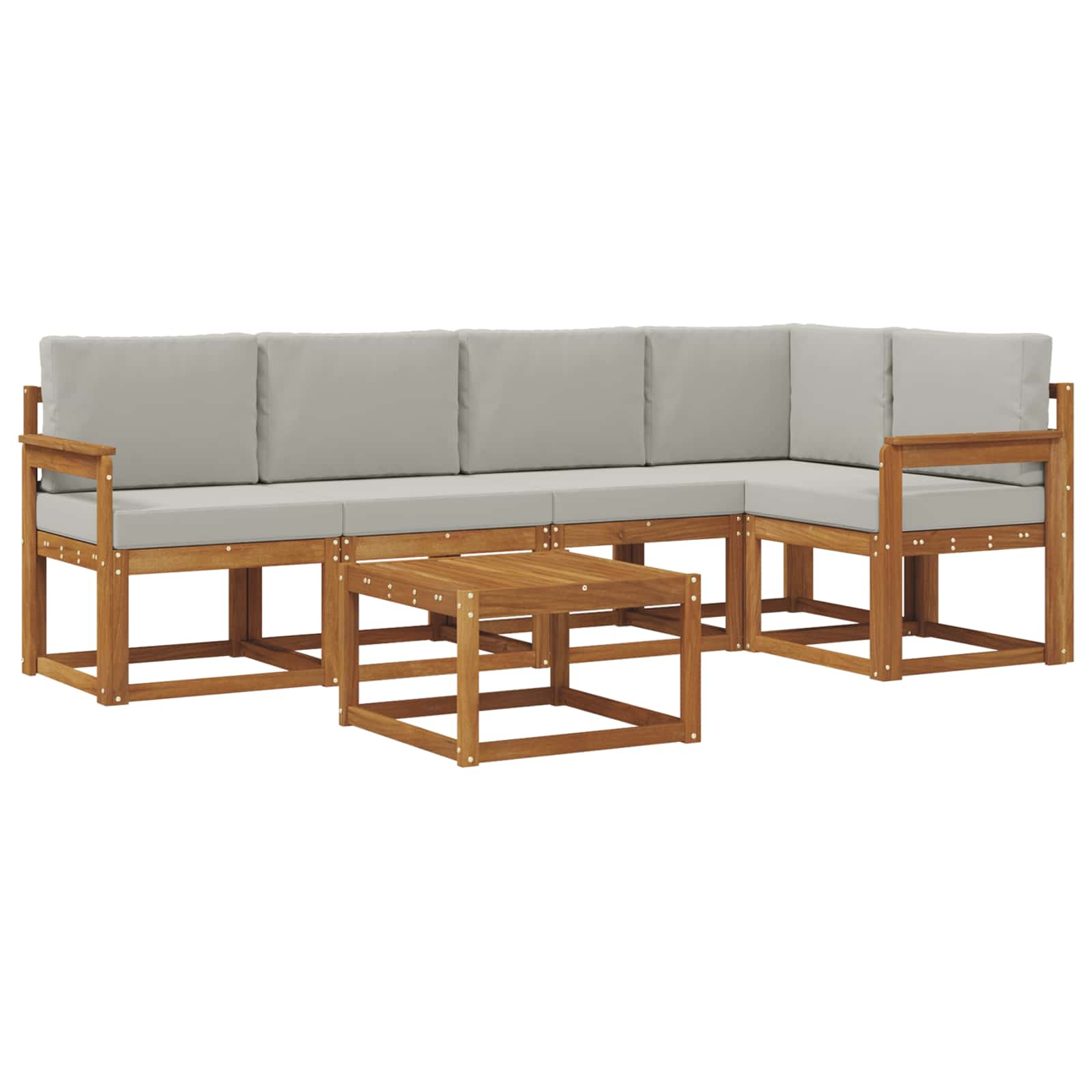 Set vanjskih sofa s jastukom 6 pcs Prirodna i svijetlo siva