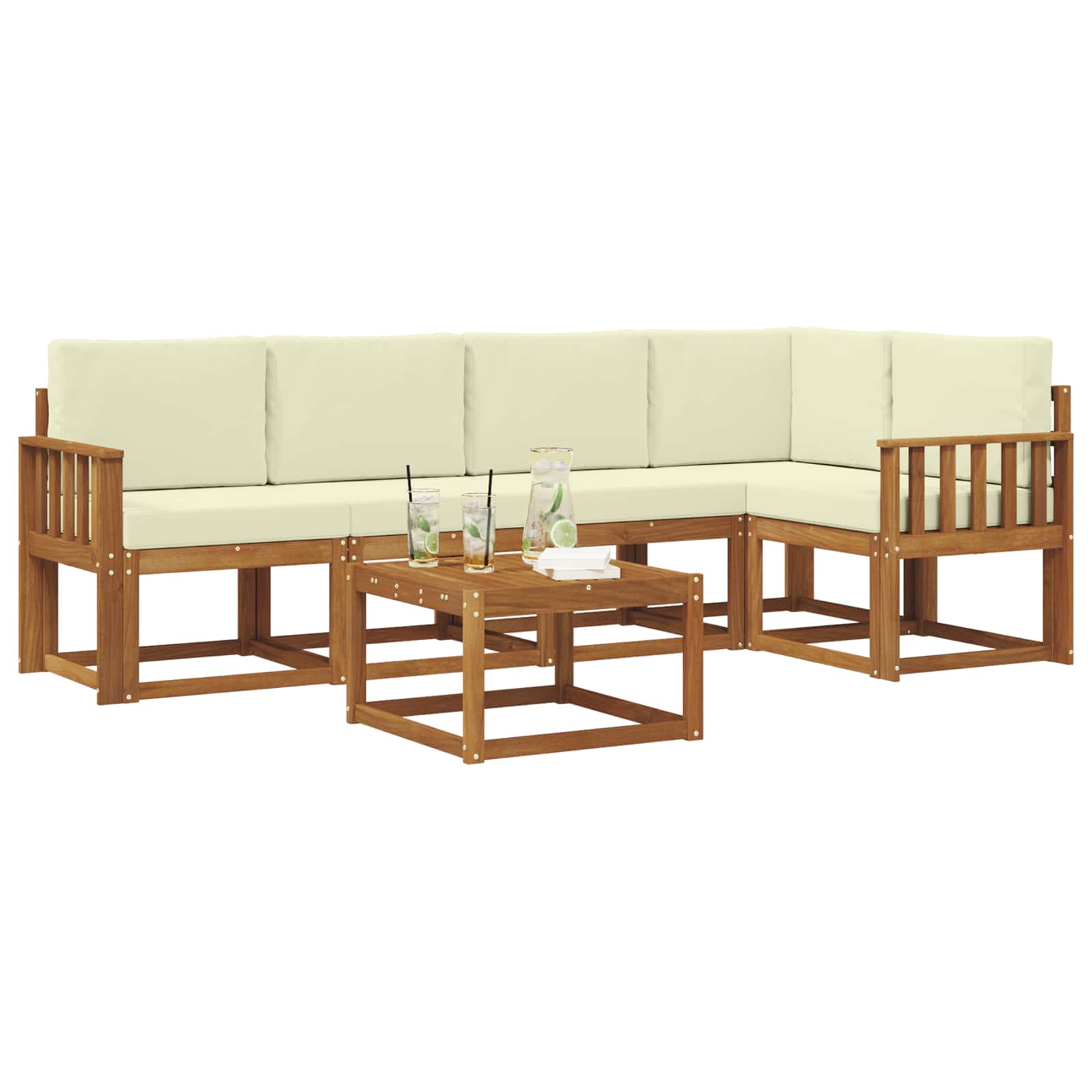 Set vanjskih sofa s jastukom 6 pcs Prirodna i krem