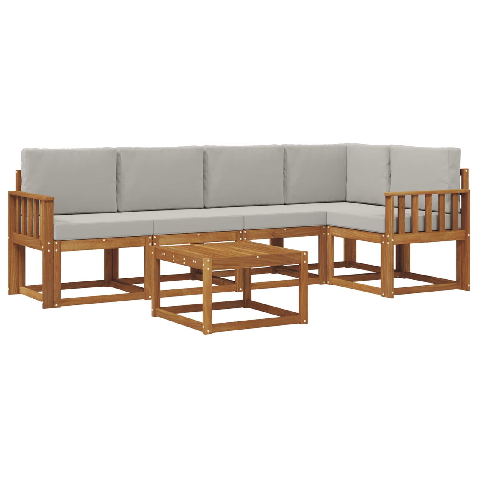 Set vanjskih sofa s jastukom 6 pcs Prirodna i svijetlo siva