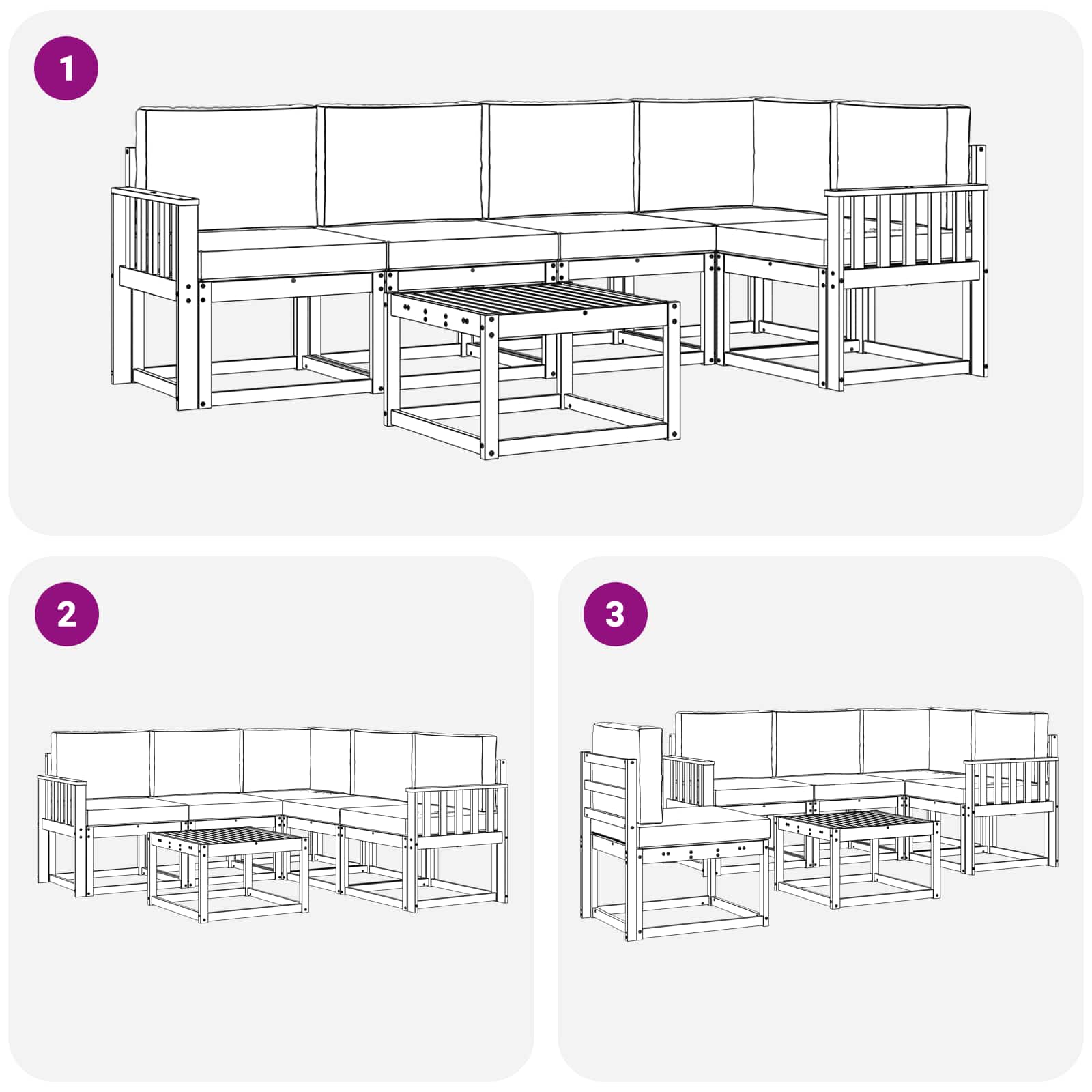 Set vanjskih sofa s jastukom 6 pcs Prirodna i bež