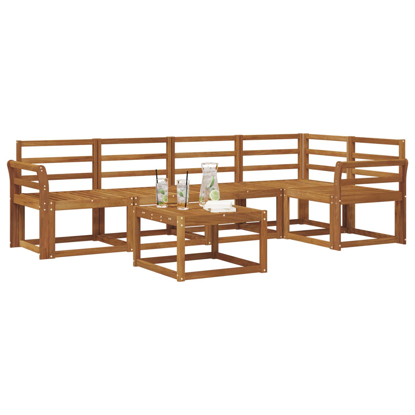 Set vanjskih sofa 6 pcs Prirodna Čvrsto drvo akacije