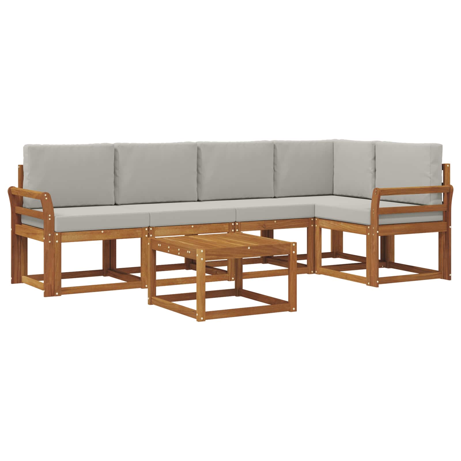 Set vanjskih sofa s jastukom 6 pcs Prirodna i svijetlo siva