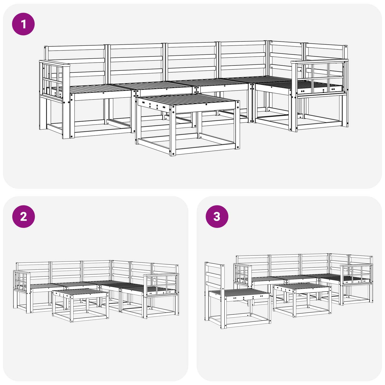 Set vanjskih sofa 6 pcs Prirodna Čvrsto drvo akacije