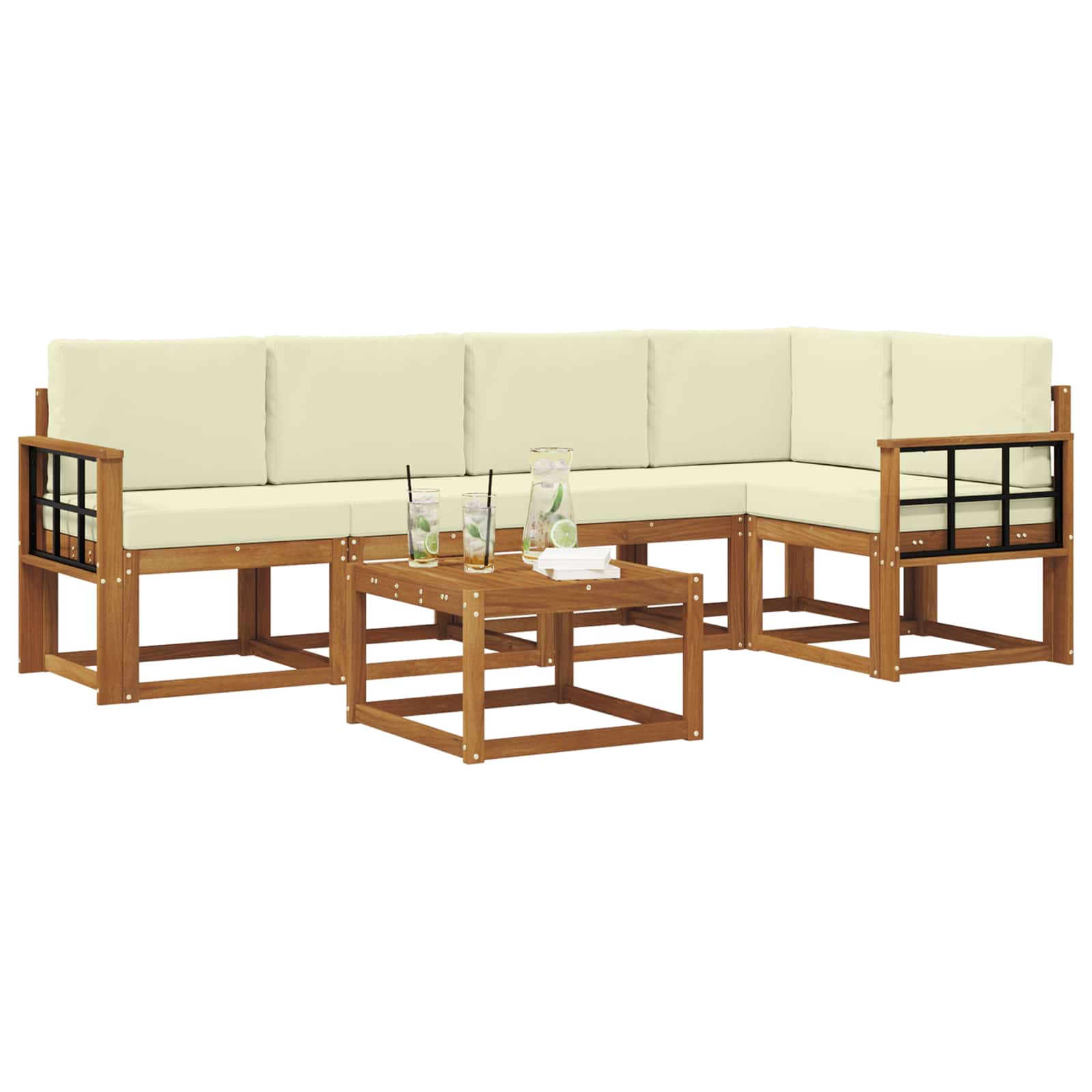 Set vanjskih sofa s jastukom 6 pcs Prirodna i krem