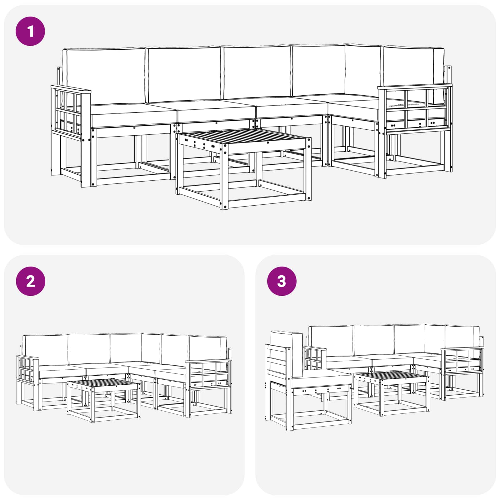 Set vanjskih sofa s jastukom 6 pcs Prirodna i krem