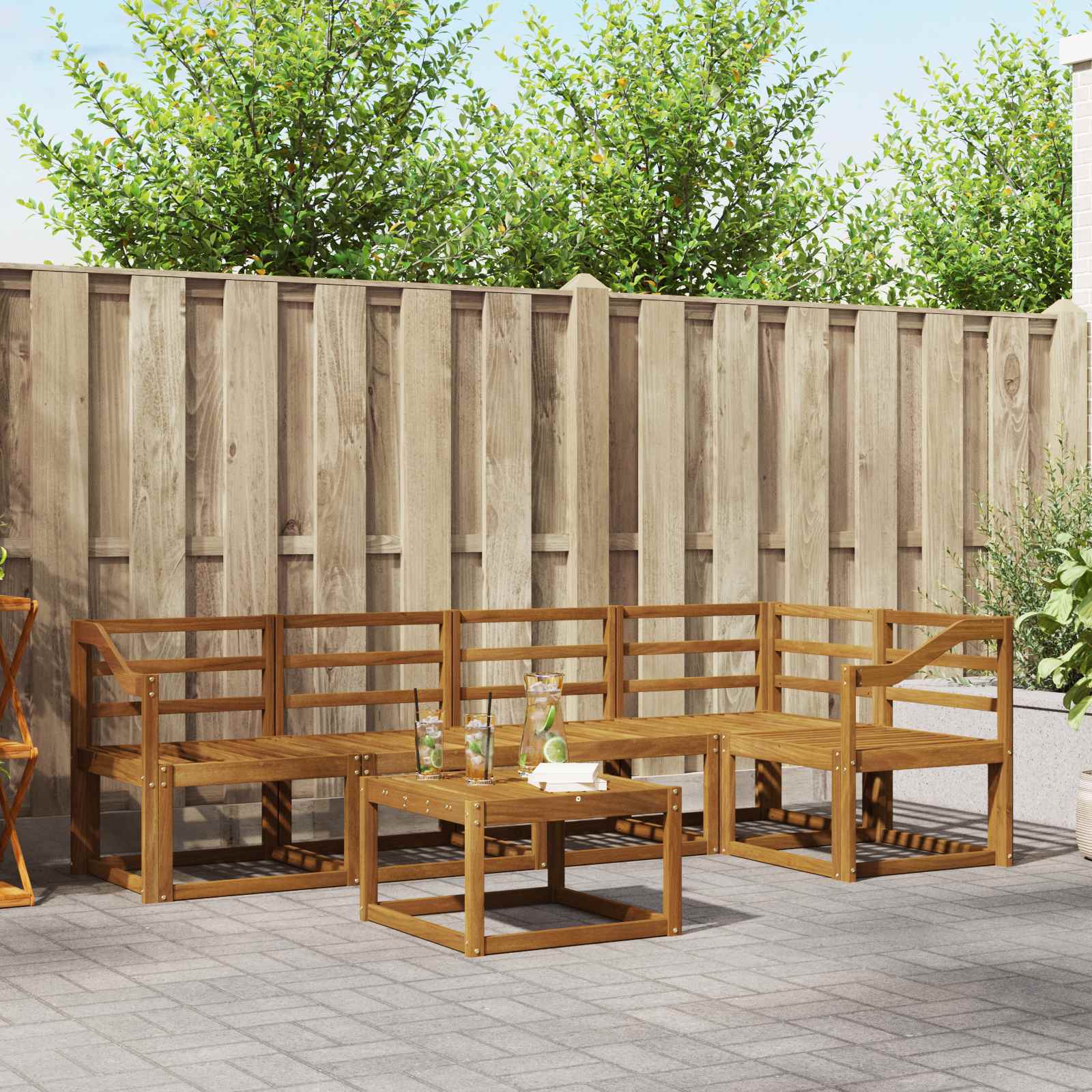 Set vanjskih sofa 6 pcs Prirodna Čvrsto drvo akacije