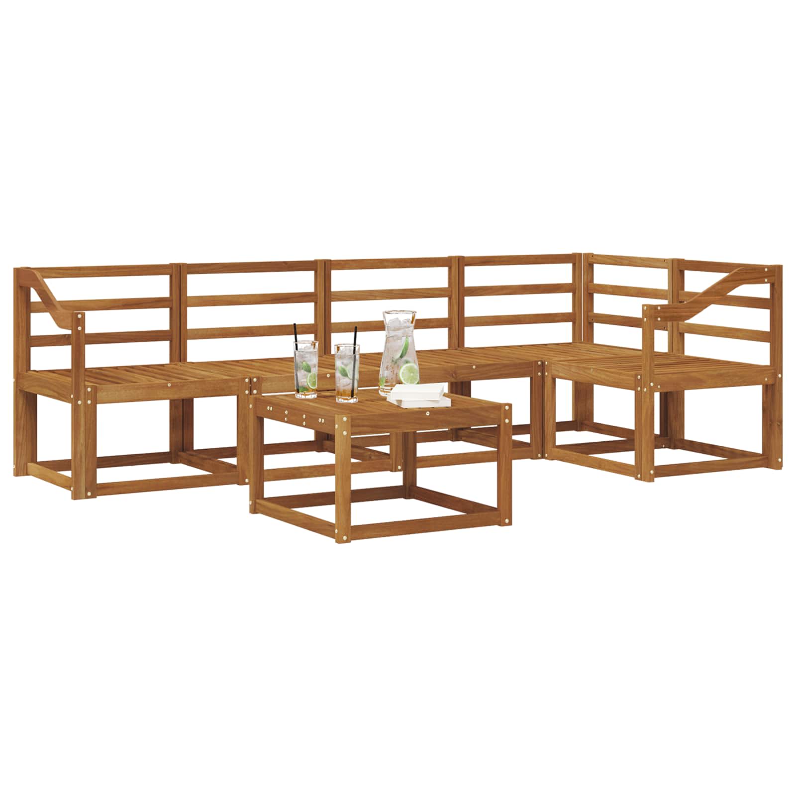 Set vanjskih sofa 6 pcs Prirodna Čvrsto drvo akacije