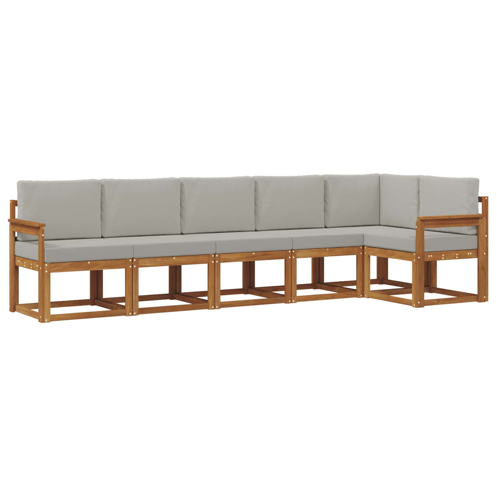 Set vanjskih sofa s jastukom 6 pcs Prirodna i svijetlo siva