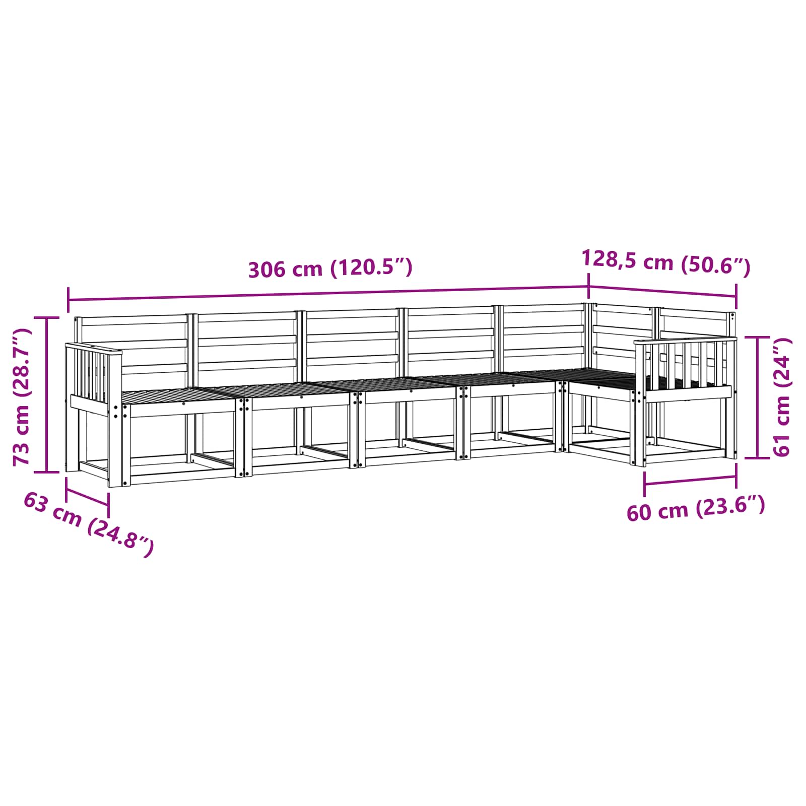 Set vanjskih sofa 6 pcs Prirodna Čvrsto drvo akacije