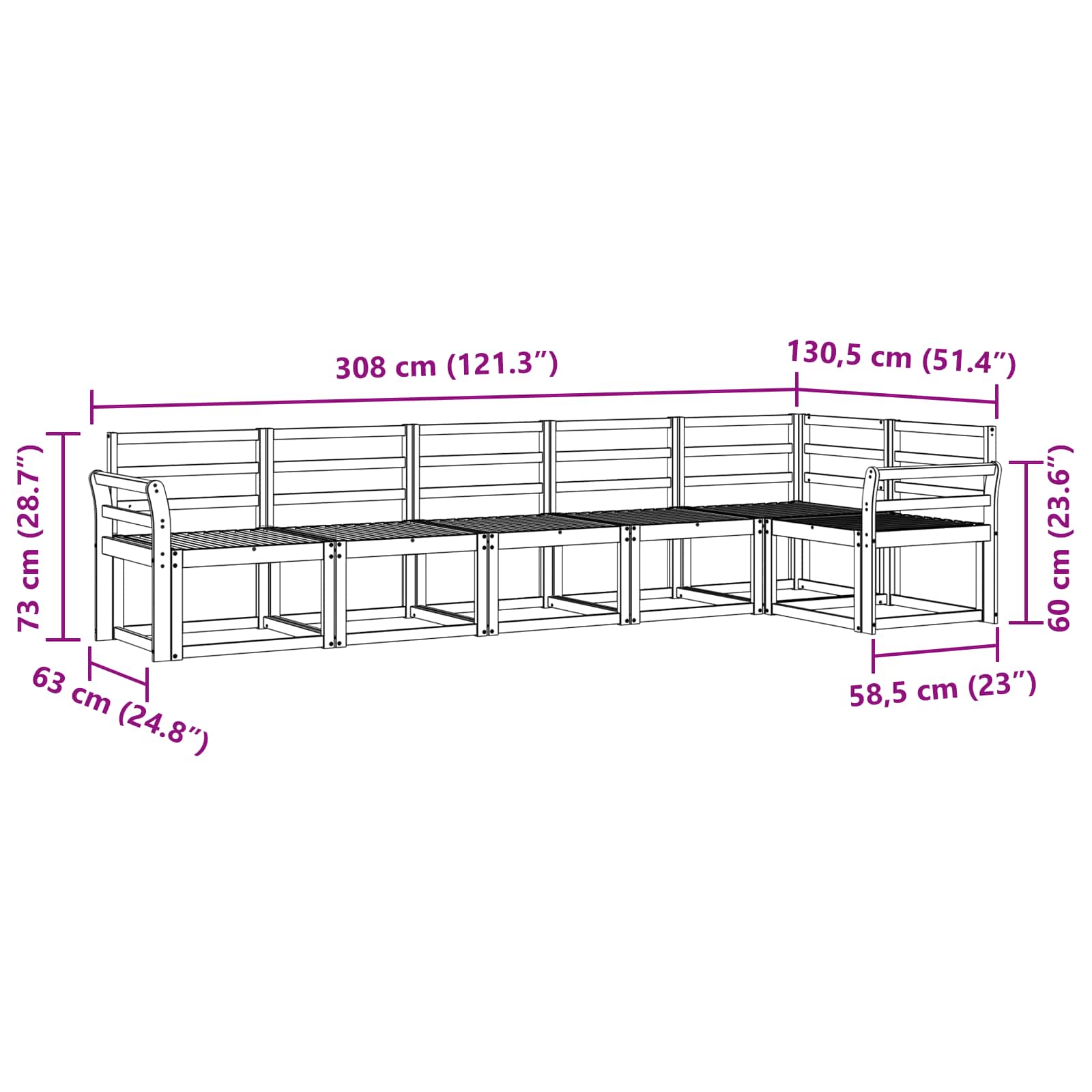 Set vanjskih sofa 6 pcs Prirodna Čvrsto drvo akacije