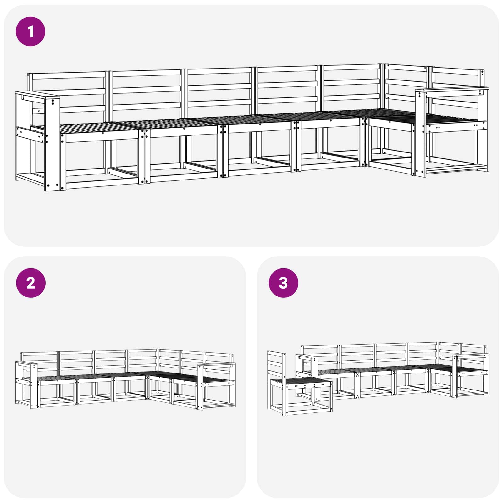 Set vanjskih sofa 6 pcs Prirodna Čvrsto drvo akacije