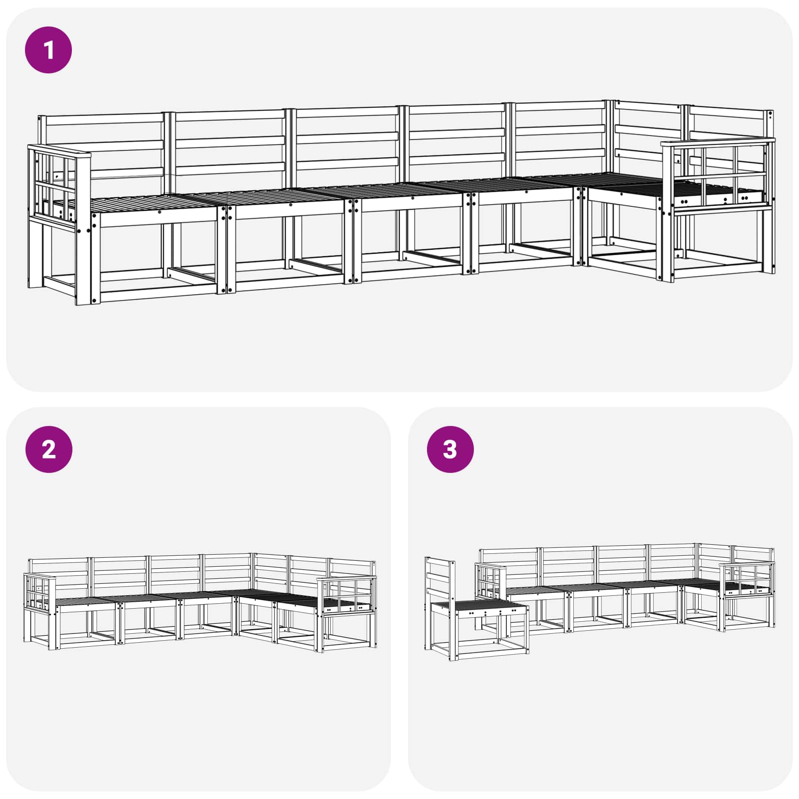 Set vanjskih sofa 6 pcs Prirodna Čvrsto drvo akacije