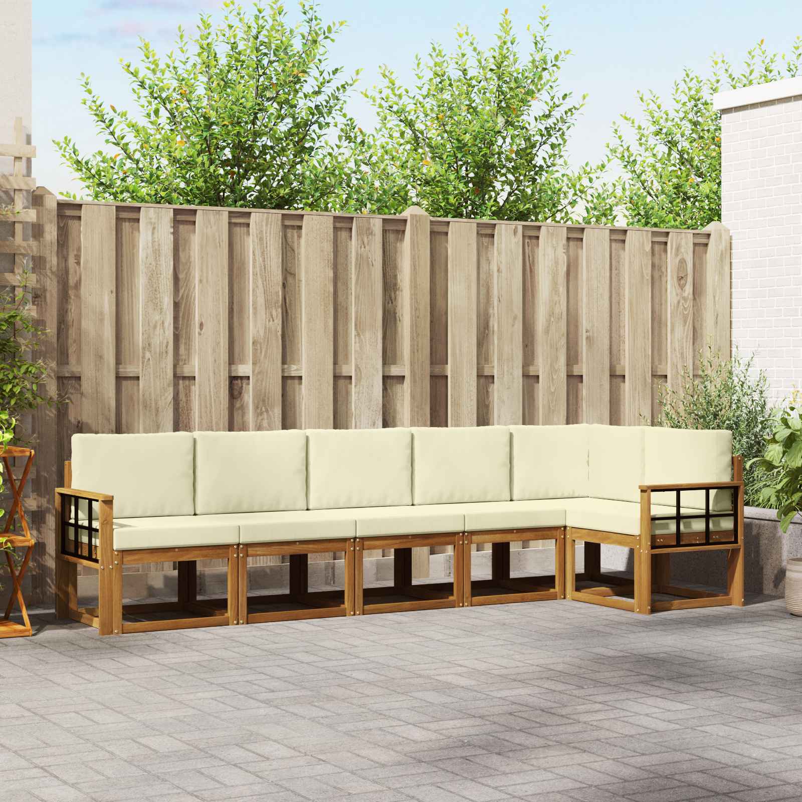 Set vanjskih sofa s jastukom 6 pcs Prirodna i krem