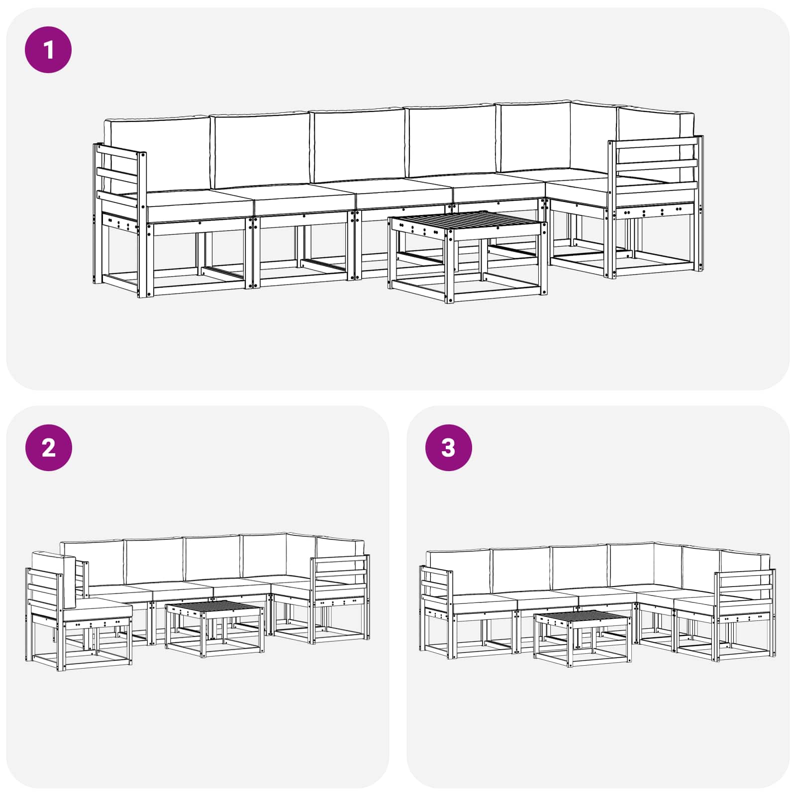 Set vanjskih sofa s jastukom 7 pcs Prirodna i antracit