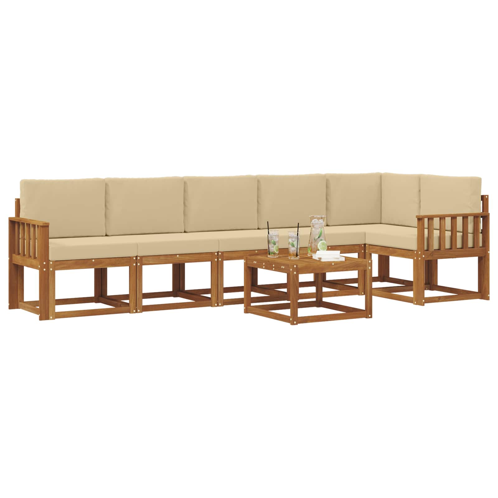 Set vanjskih sofa s jastukom 7 pcs Prirodna i bež