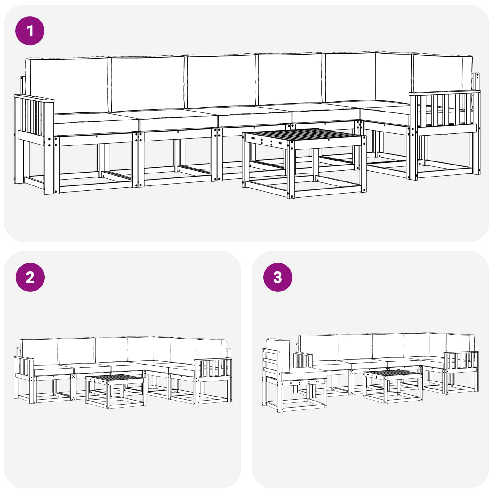 Set vanjskih sofa s jastukom 7 pcs Prirodna i bež