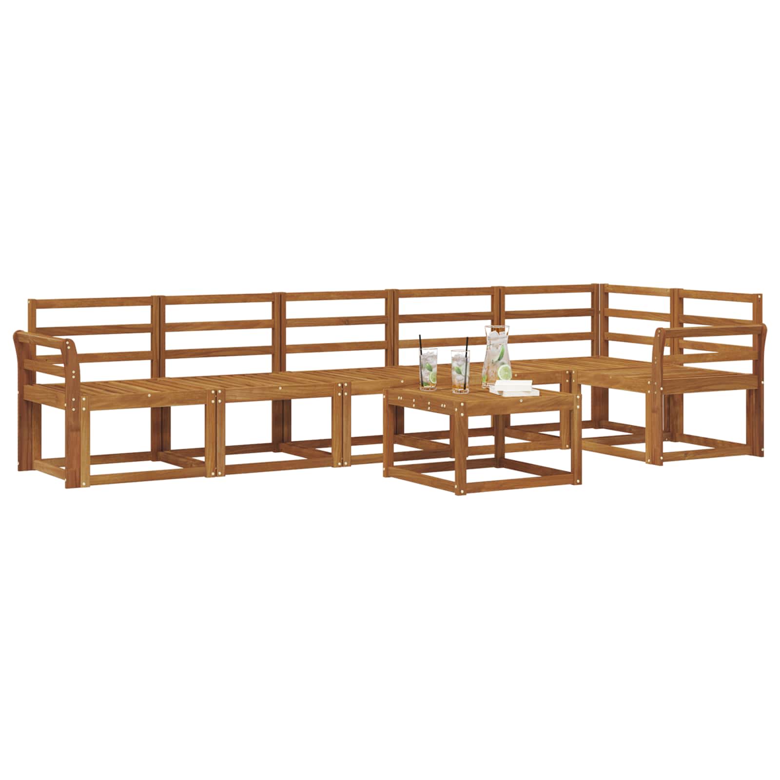 Set vanjskih sofa 7 pcs Prirodna Čvrsto drvo akacije