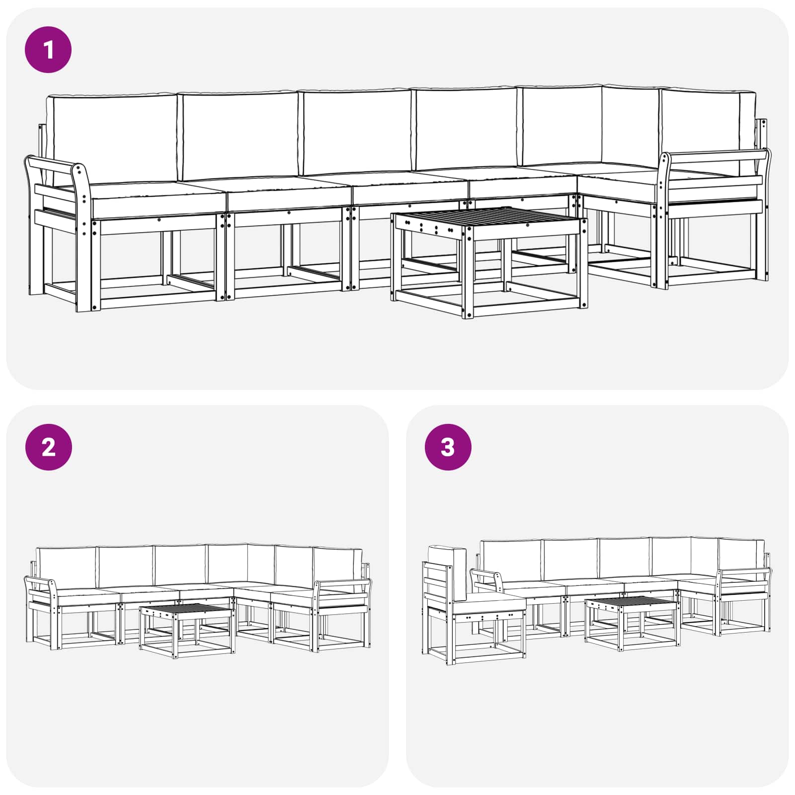 Set vanjskih sofa s jastukom 7 pcs Prirodna i krem