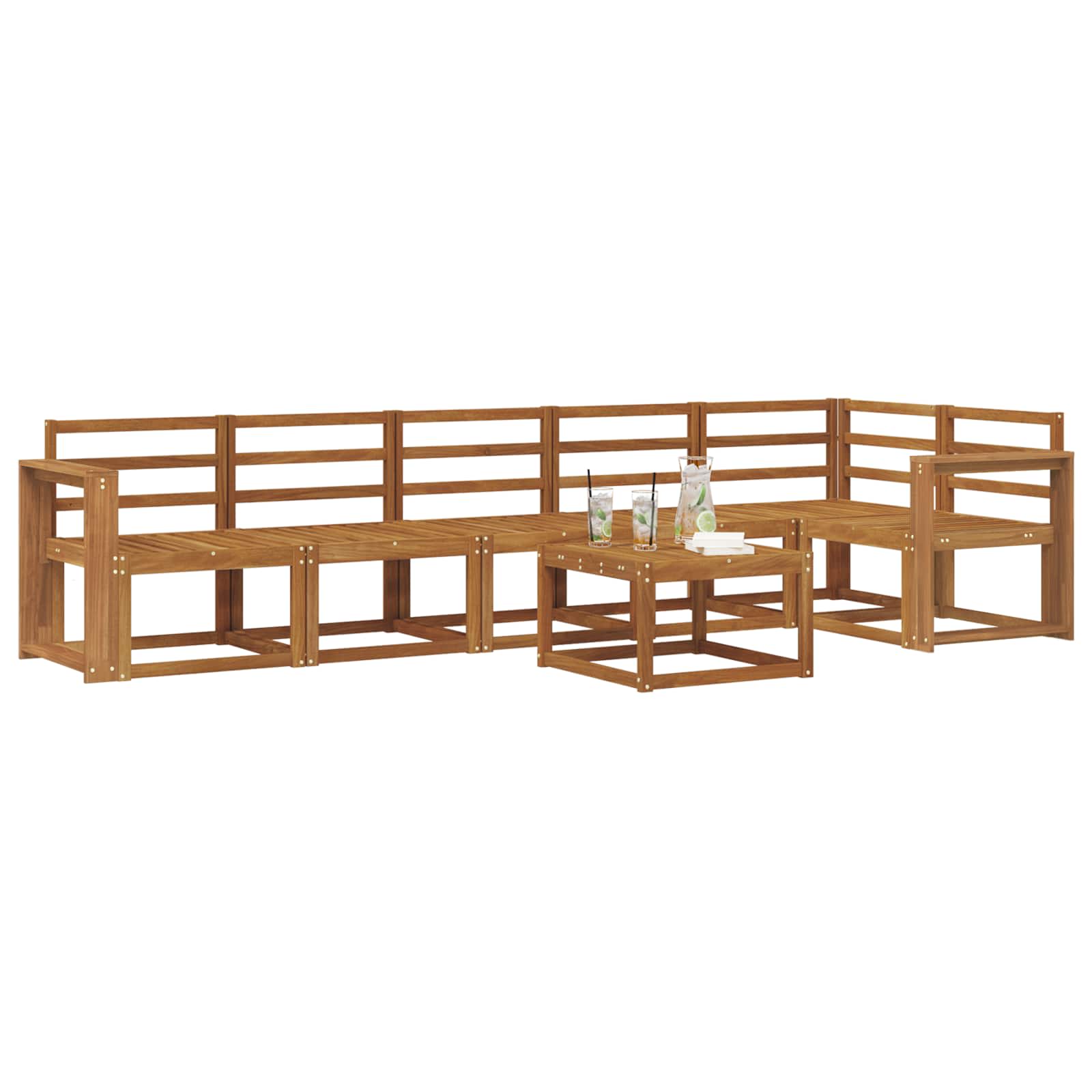 Set vanjskih sofa 7 pcs Prirodna Čvrsto drvo akacije