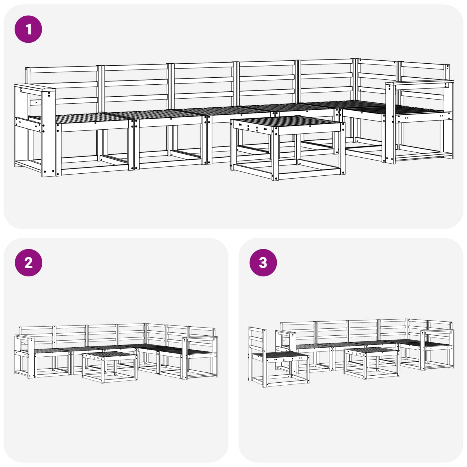 Set vanjskih sofa 7 pcs Prirodna Čvrsto drvo akacije