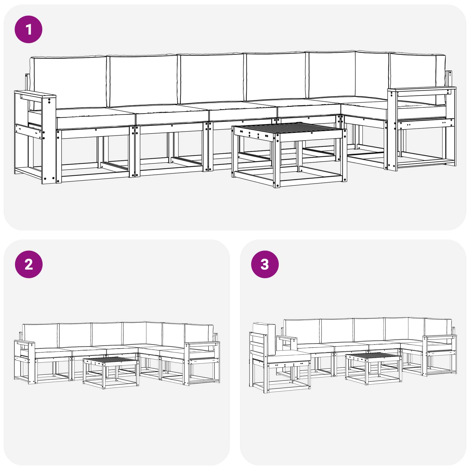 Set vanjskih sofa s jastukom 7 pcs Prirodna i antracit