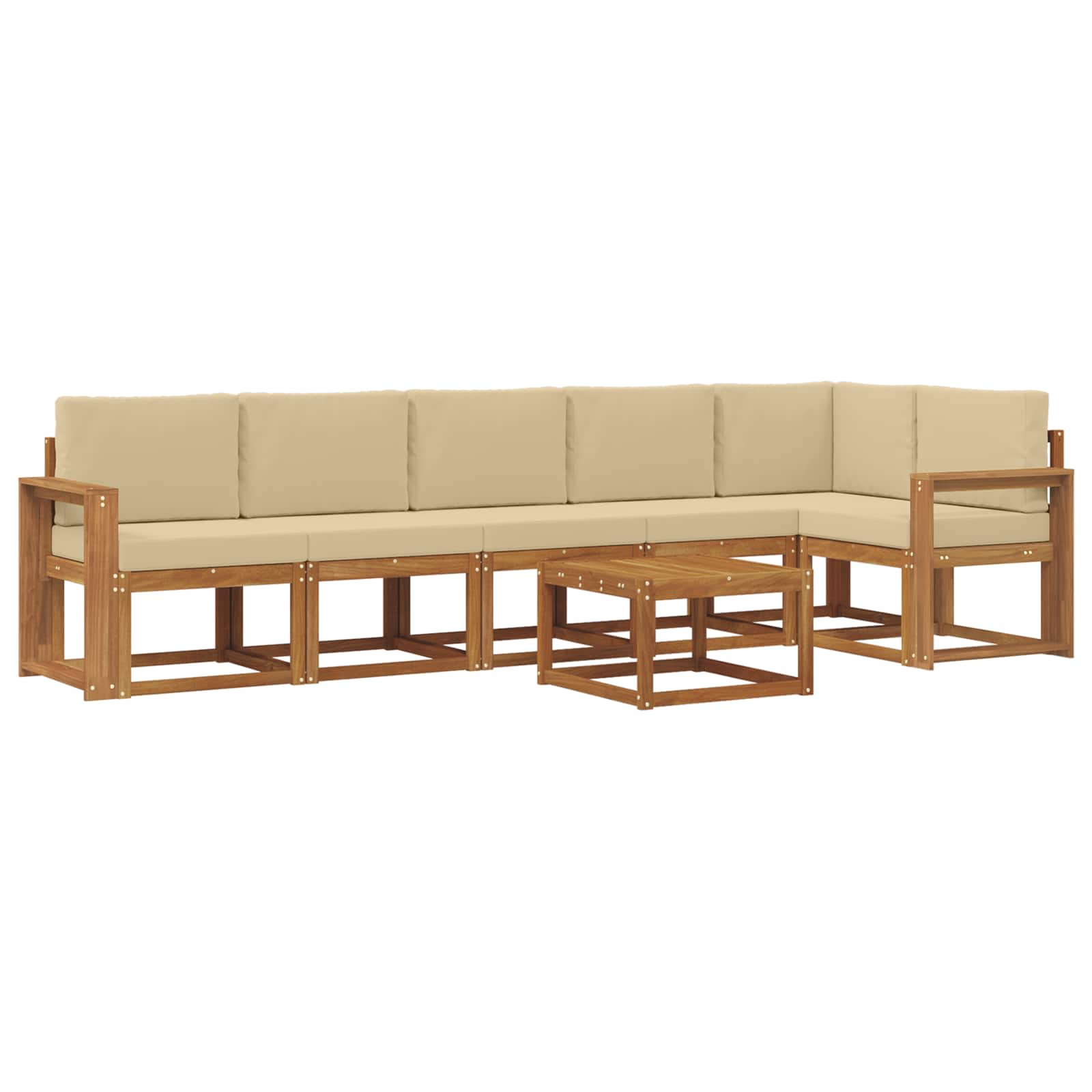 Set vanjskih sofa s jastukom 7 pcs Prirodna i bež