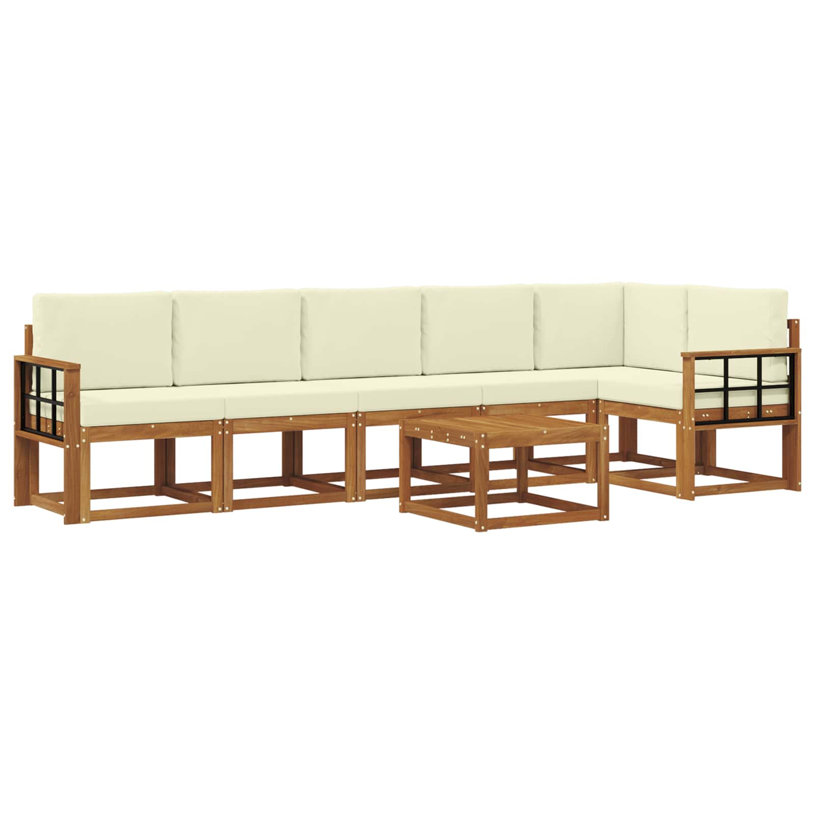 Set vanjskih sofa s jastukom 7 pcs Prirodna i krem