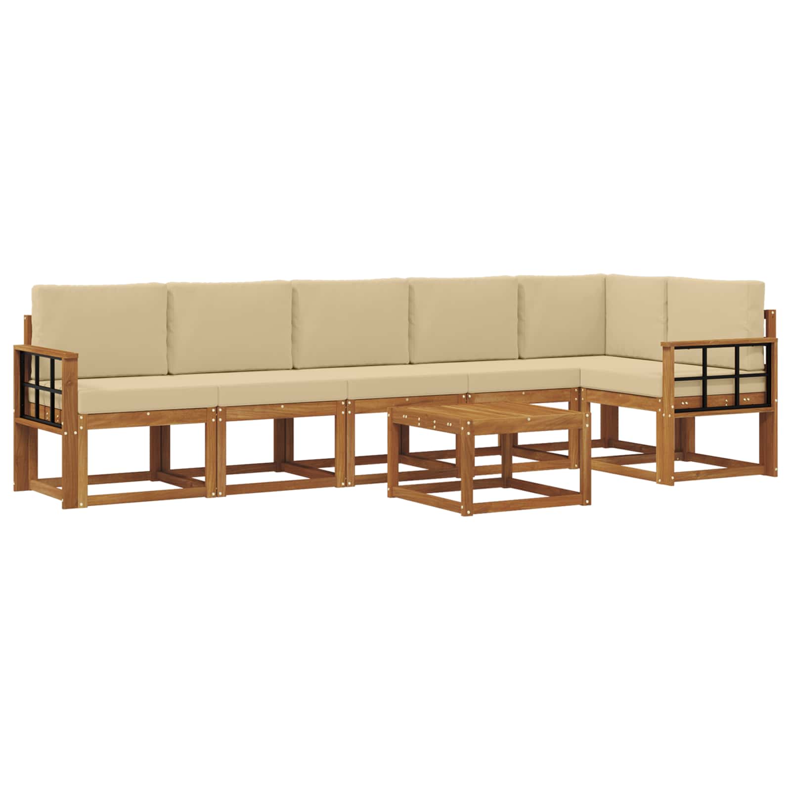 Set vanjskih sofa s jastukom 7 pcs Prirodna i bež