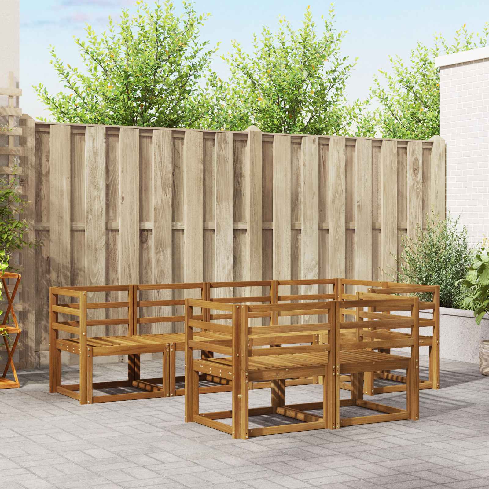 Set vanjskih sofa 7 pcs Prirodna Čvrsto drvo akacije