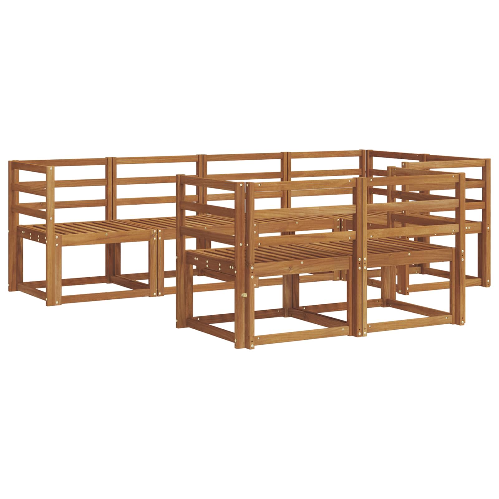 Set vanjskih sofa 7 pcs Prirodna Čvrsto drvo akacije