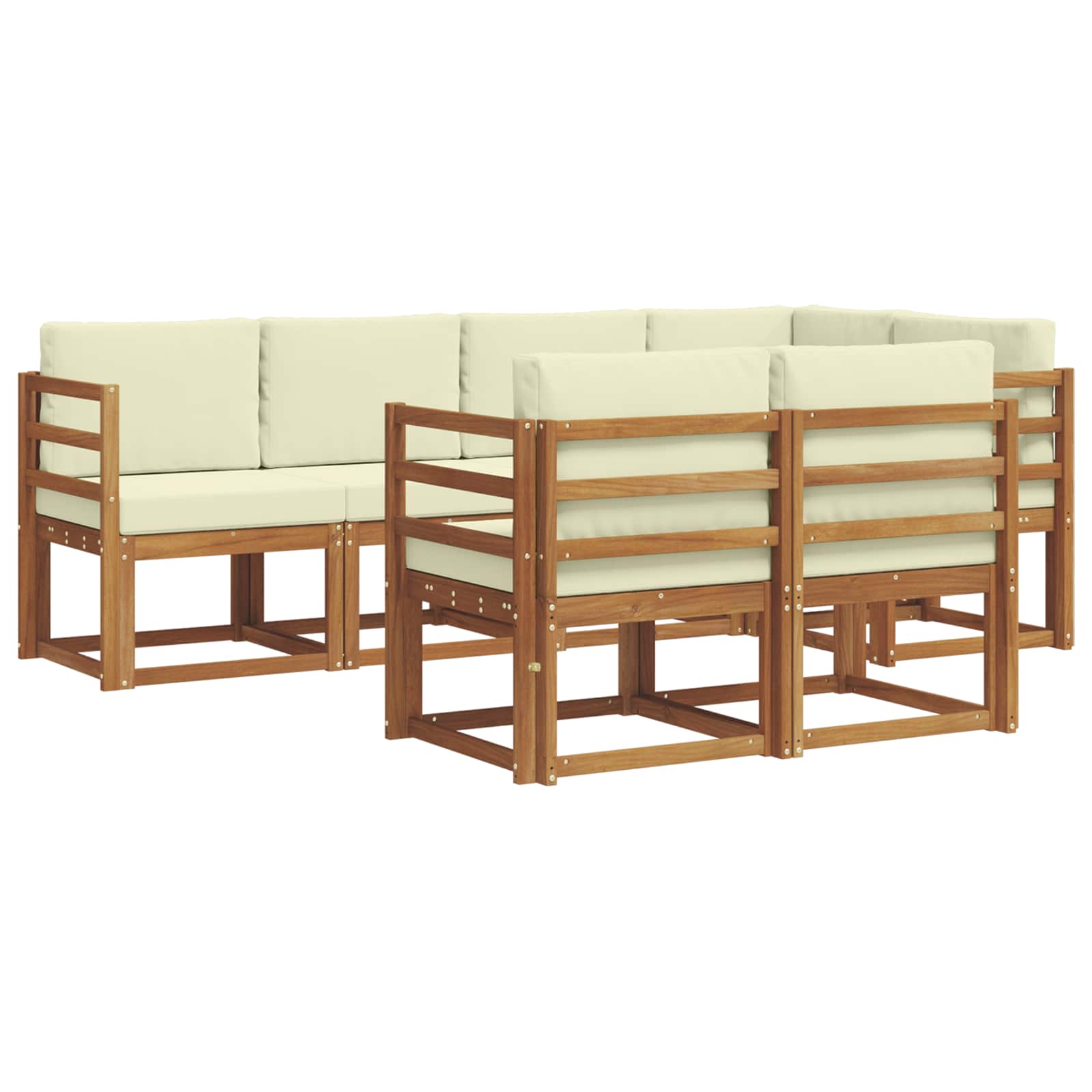 Set vanjskih sofa s jastukom 7 pcs Prirodna i krem