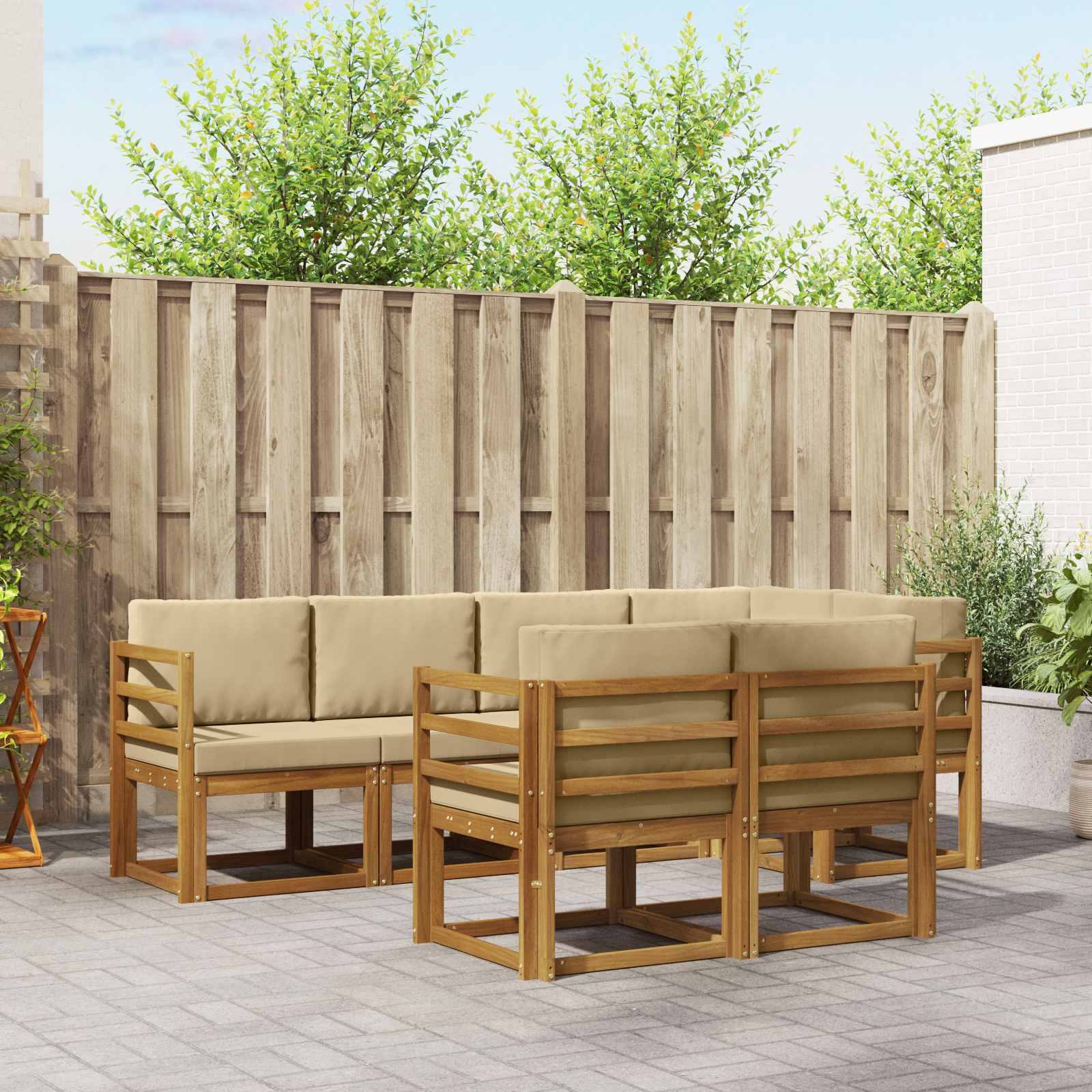 Set vanjskih sofa s jastukom 7 pcs Prirodna i bež