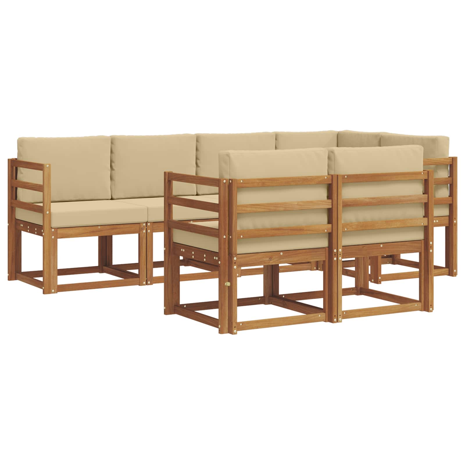Set vanjskih sofa s jastukom 7 pcs Prirodna i bež