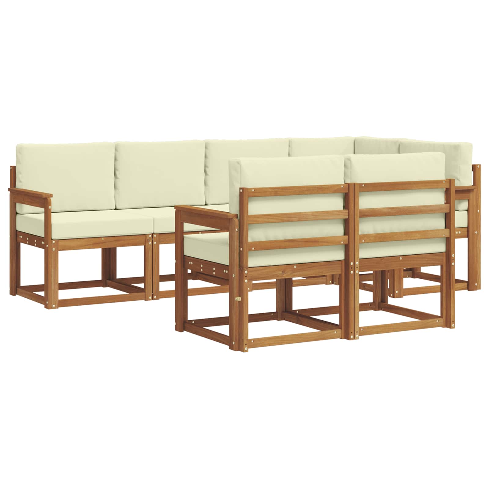 Set vanjskih sofa s jastukom 7 pcs Prirodna i krem