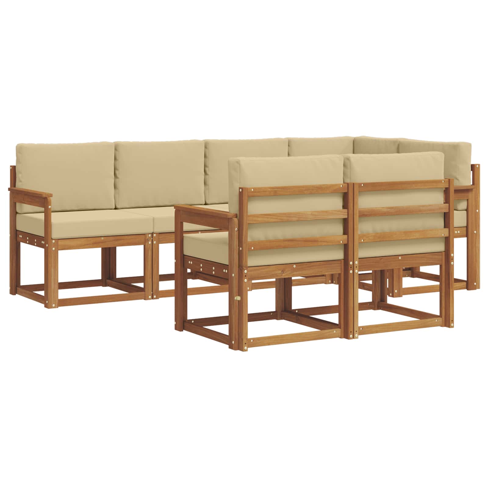 Set vanjskih sofa s jastukom 7 pcs Prirodna i bež