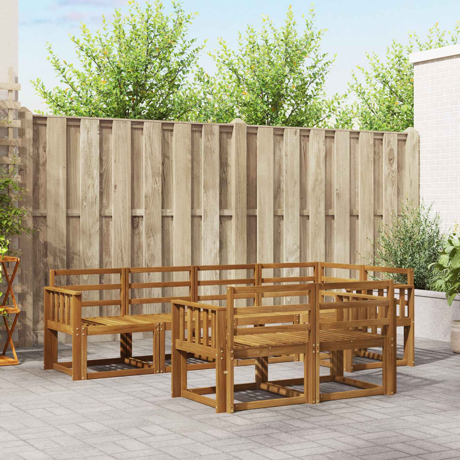 Set vanjskih sofa 7 pcs Prirodna Čvrsto drvo akacije