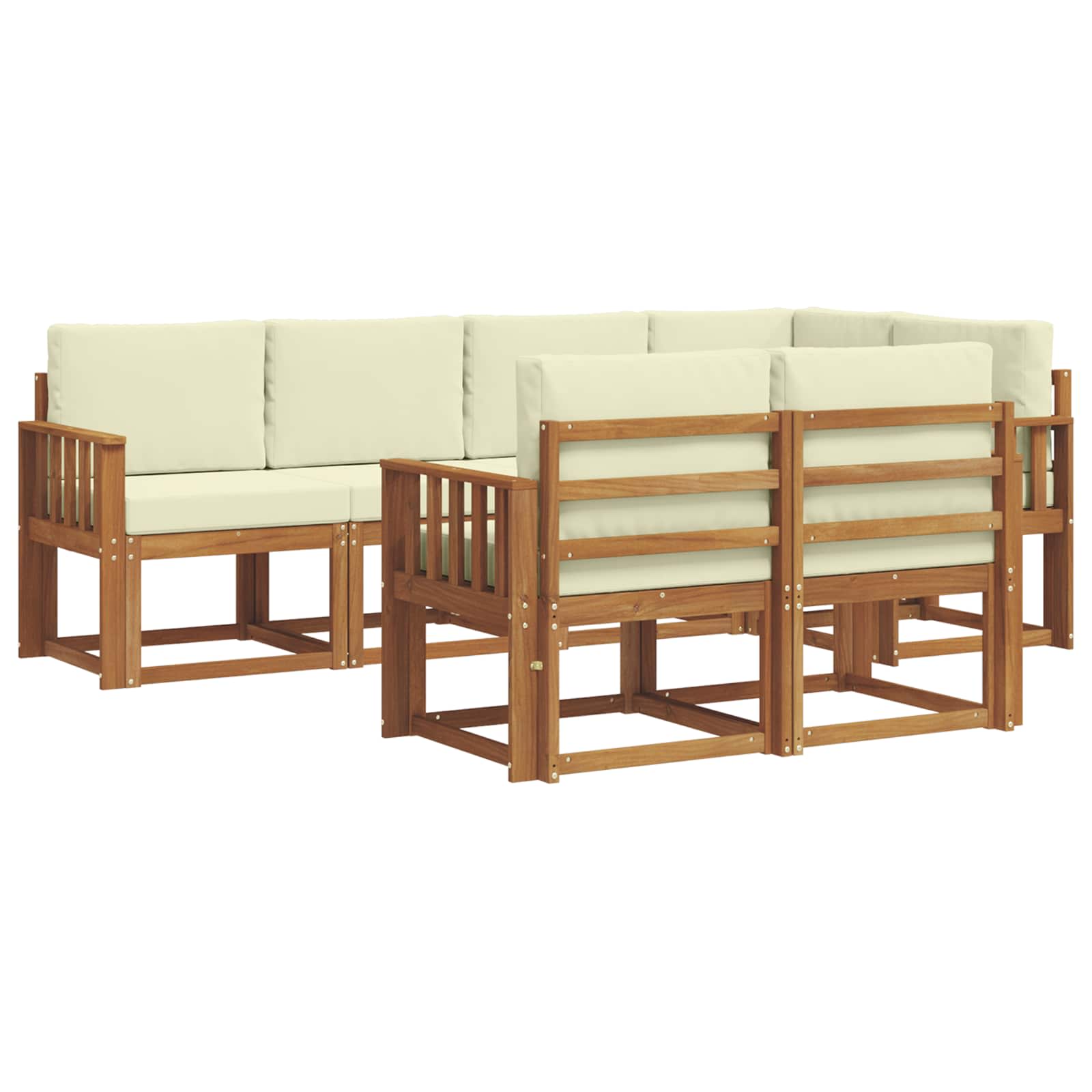 Set vanjskih sofa s jastukom 7 pcs Prirodna i krem