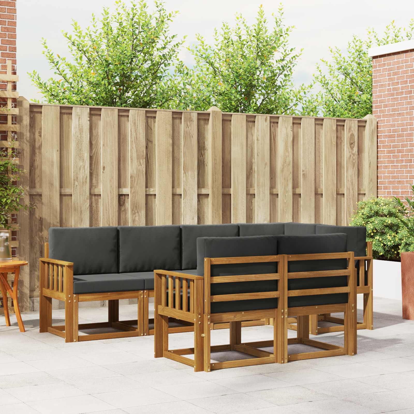 Set vanjskih sofa s jastukom 7 pcs Prirodna i antracit