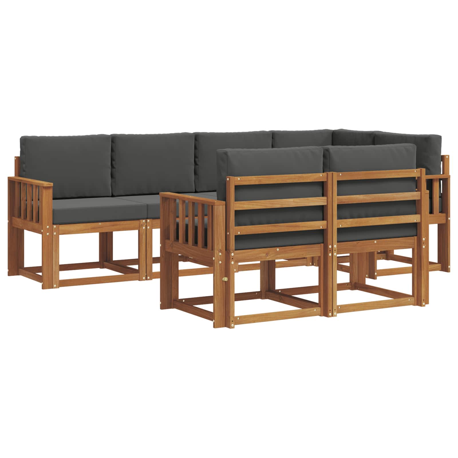 Set vanjskih sofa s jastukom 7 pcs Prirodna i antracit
