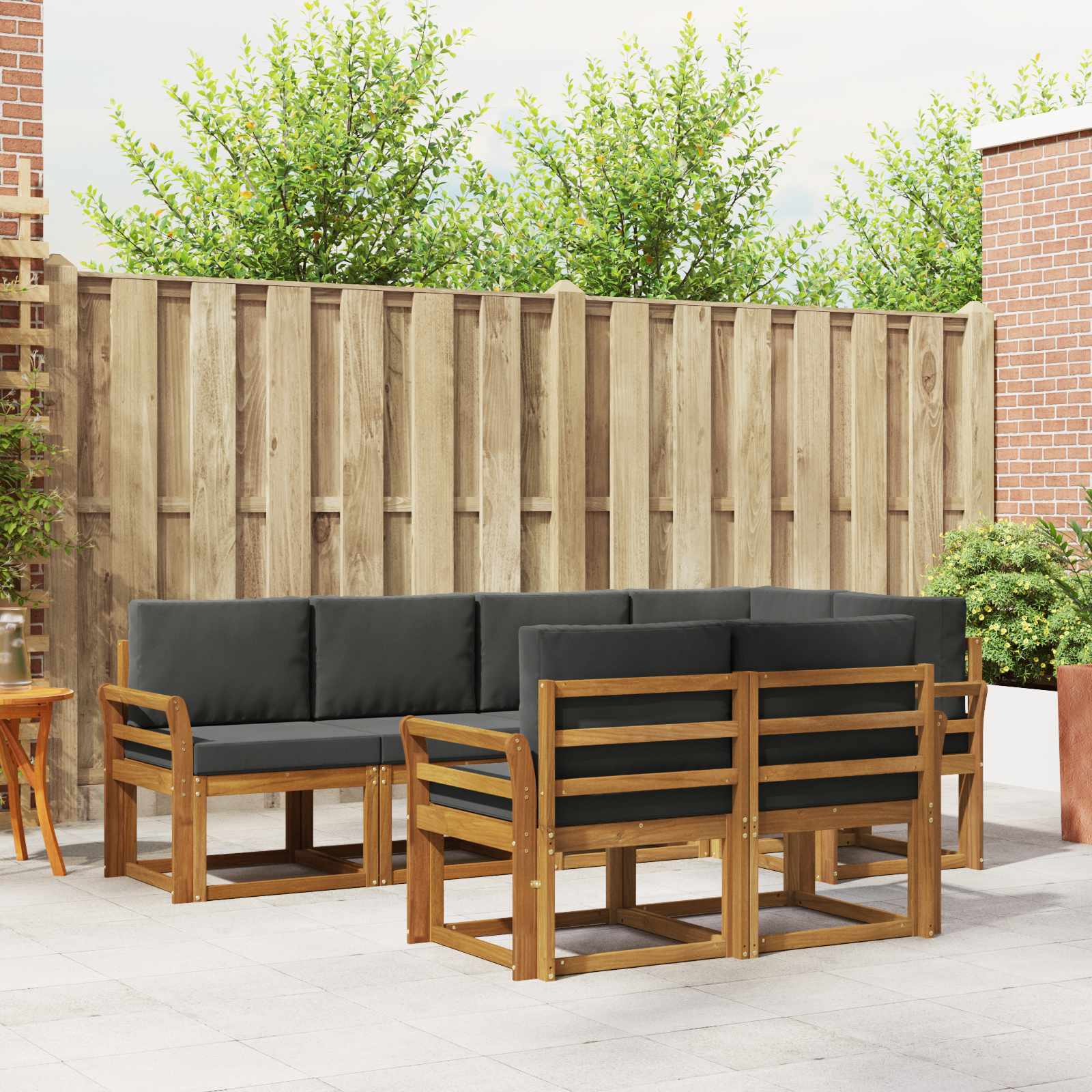 Set vanjskih sofa s jastukom 7 pcs Prirodna i antracit