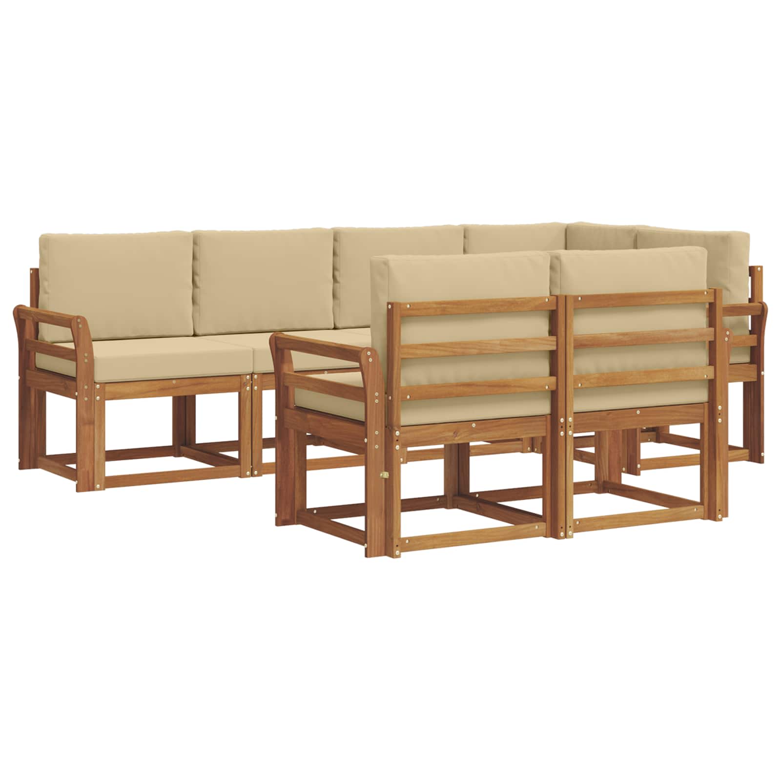 Set vanjskih sofa s jastukom 7 pcs Prirodna i bež
