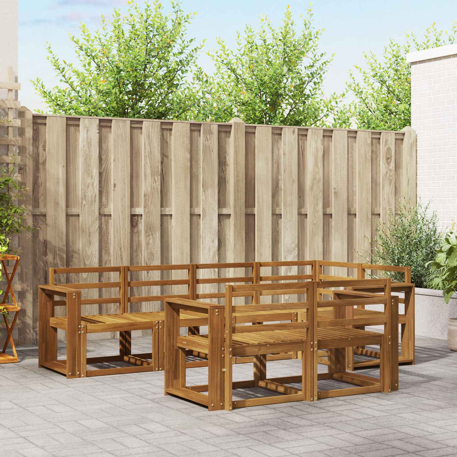 Set vanjskih sofa 7 pcs Prirodna Čvrsto drvo akacije