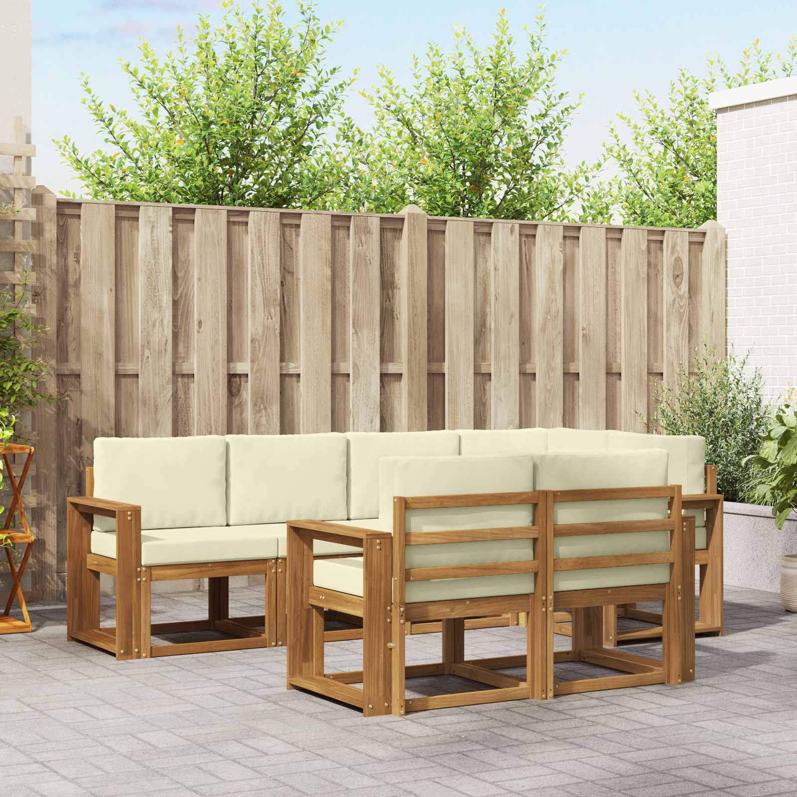 Set vanjskih sofa s jastukom 7 pcs Prirodna i krem