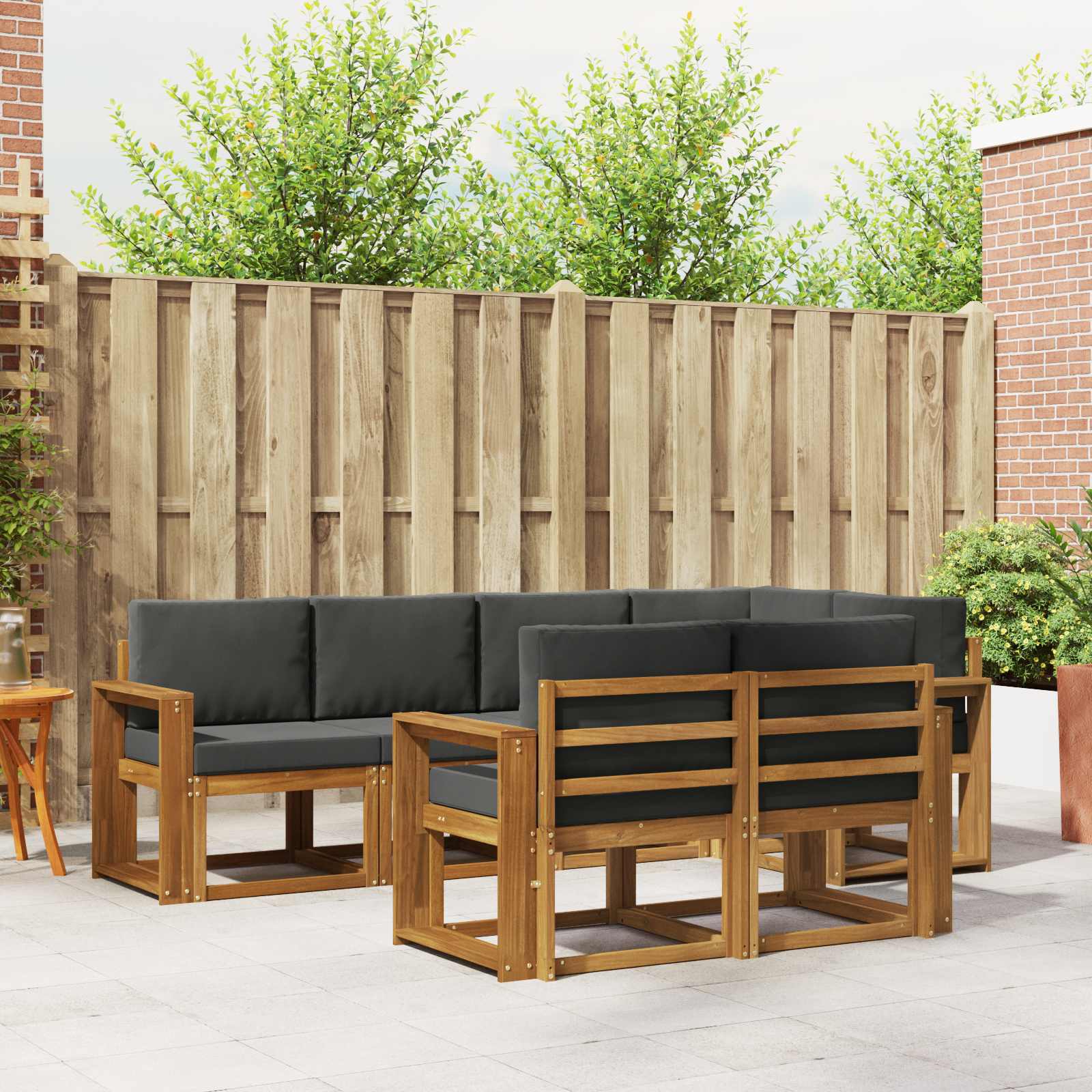 Set vanjskih sofa s jastukom 7 pcs Prirodna i antracit