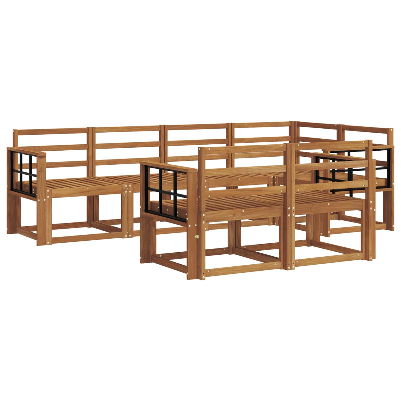Set vanjskih sofa 7 pcs Prirodna Čvrsto drvo akacije